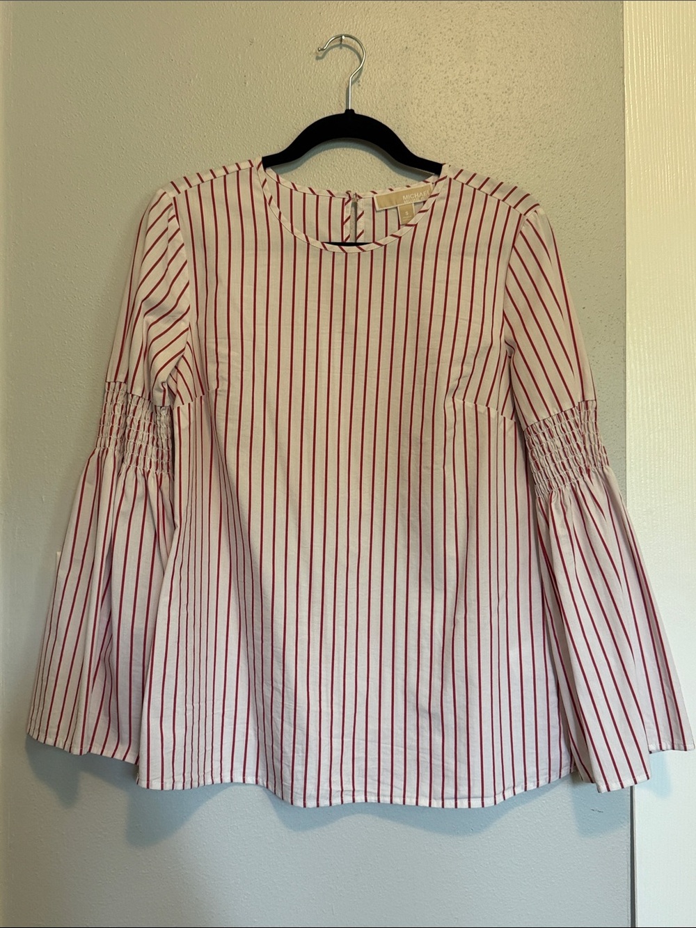 MICHAEL Michael Kors White Top with Red Vertical Stripes